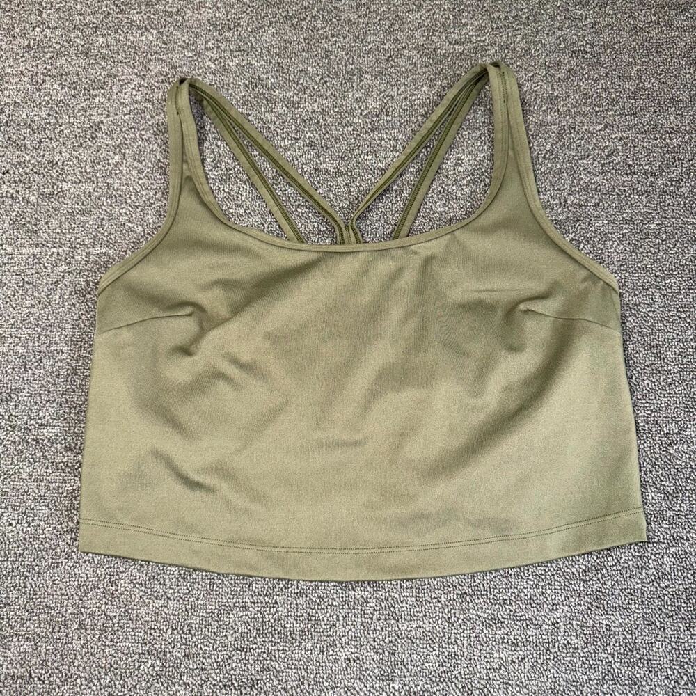 All in Motion Sports Bra Women's XL Olive Green Strappy Back Gym Activewear Yoga
